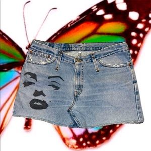 J Bush Hollywood creations x Levi’s Marilyn Monroe screen printed mini skirt